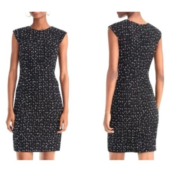 J.Crew 365 Navy White Tweed Sheath Dress Size 4 Work Office Classic Lined - Picture 1 of 6
